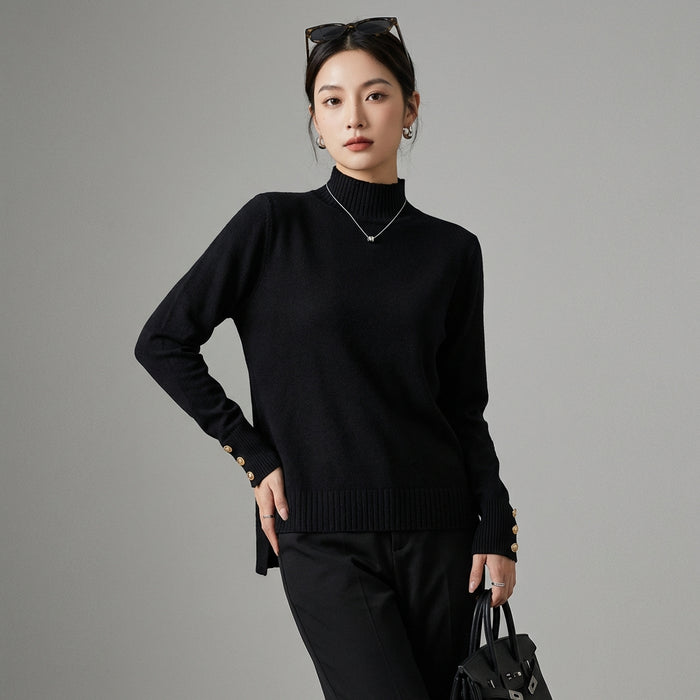 Pull maille col double manches longues - K-fashion - Taille one size