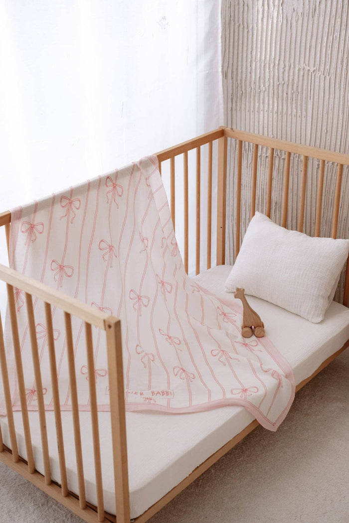 Double-Layer Muslin Blanket - Ribbon/Pink