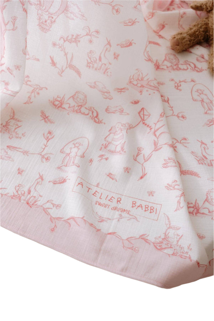 Double-Layer Muslin Blanket - Toile De Jouy/Pink