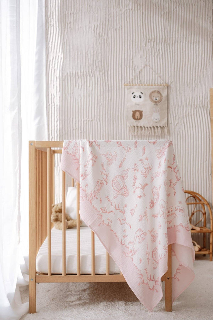 Double-Layer Muslin Blanket - Toile De Jouy/Pink