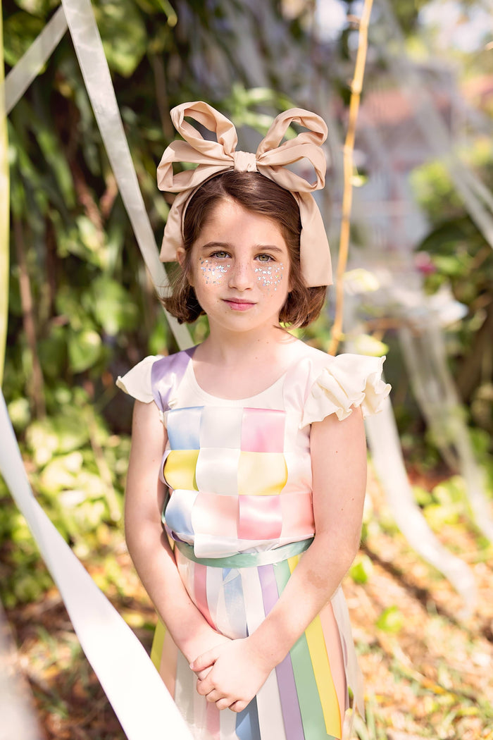 Double Party Bow Headband - Light Sky