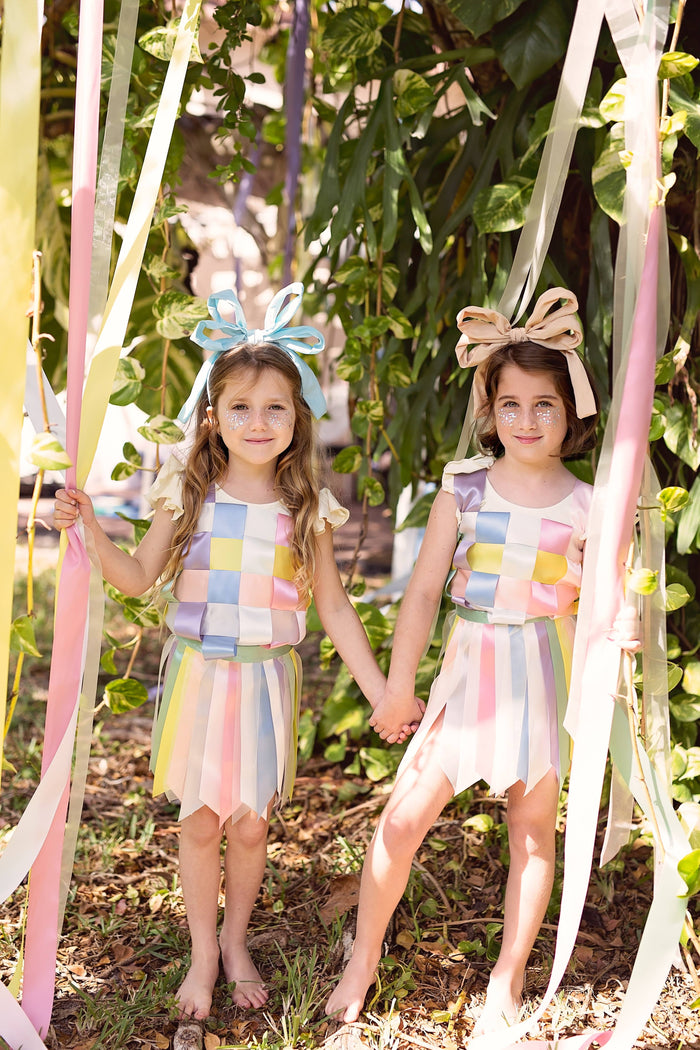 Double Party Bow Headband - Light Sky