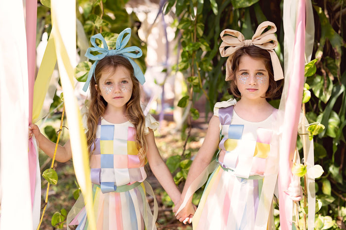 Double Party Bow Headband - Light Sky