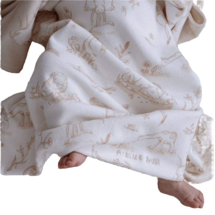 Double-Sided Blanket - Toile De Jouy/Beige