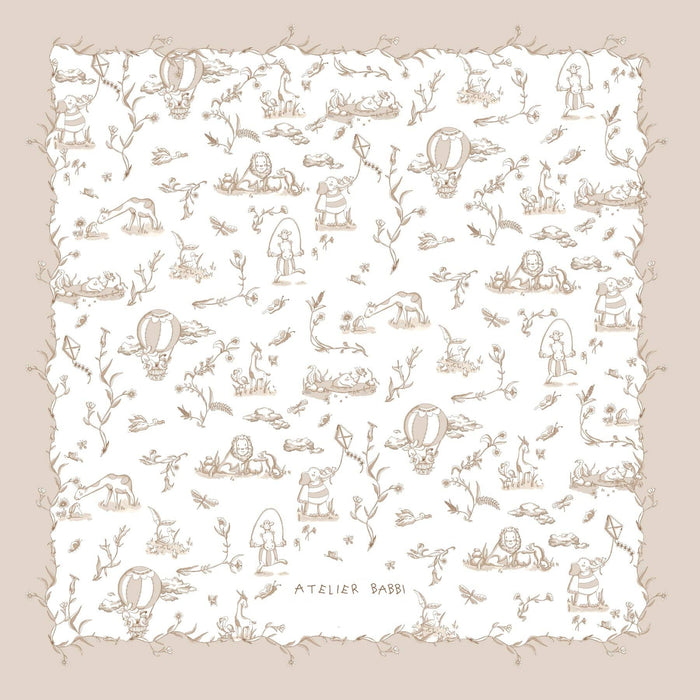 Double-Sided Blanket - Toile De Jouy/Beige