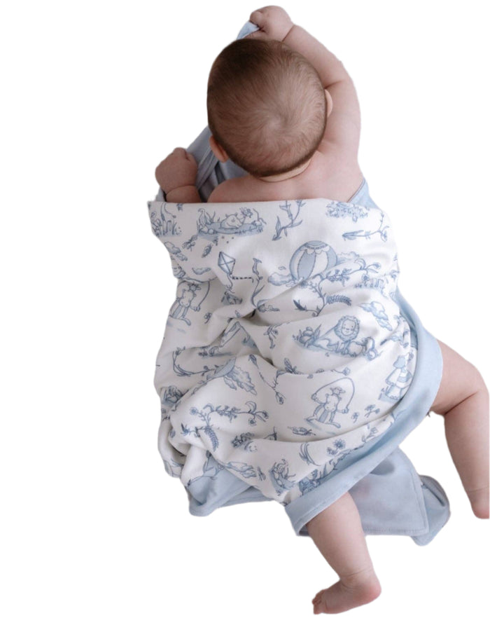 Double-Sided Blanket - Toile De Jouy/Blue