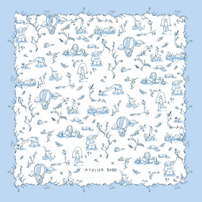 Double-Sided Blanket - Toile De Jouy/Blue