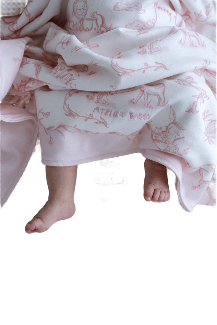 Double-Sided Blanket - Toile De Jouy/Pink
