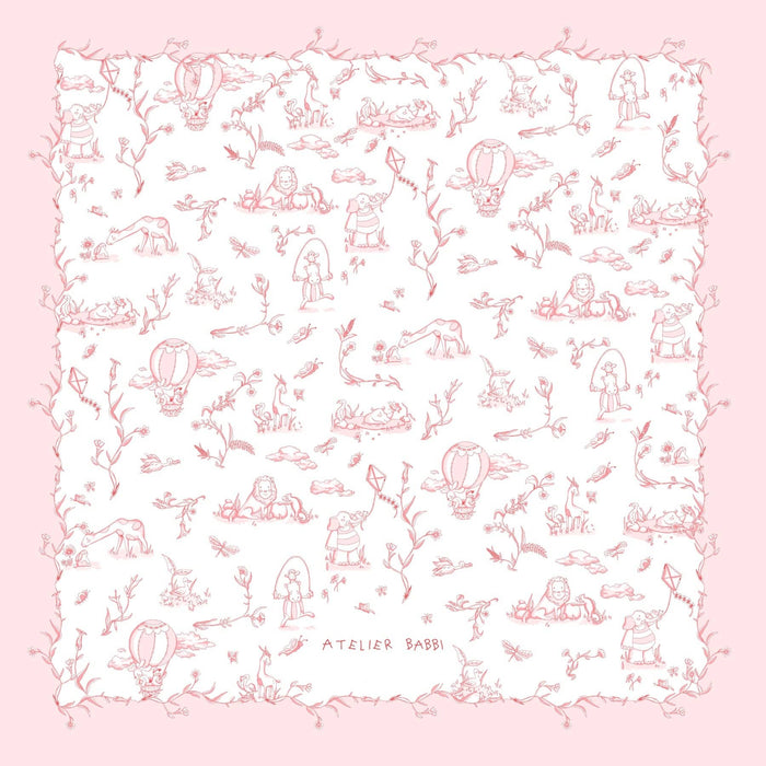 Double-Sided Blanket - Toile De Jouy/Pink