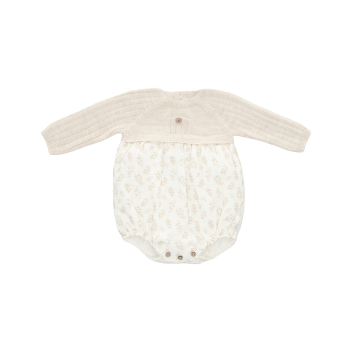 Drew Half-Knitted Beige Romper
