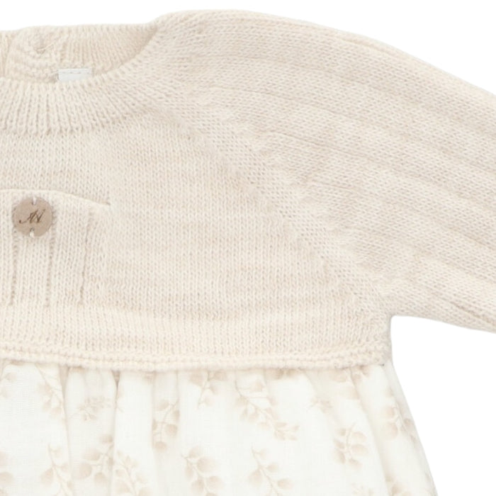 Drew Half-Knitted Beige Romper