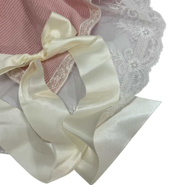 Elle Dusty Pink with Off-White Knitted Blanket