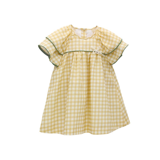Emilia Gingham Yellow Girl Dress