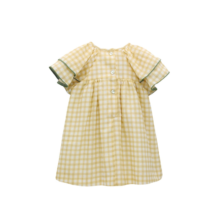 Emilia Gingham Yellow Girl Dress