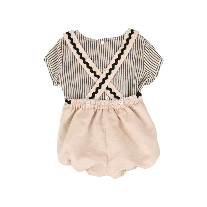 Erick Black and Beige 2-Piece Baby Boy Set