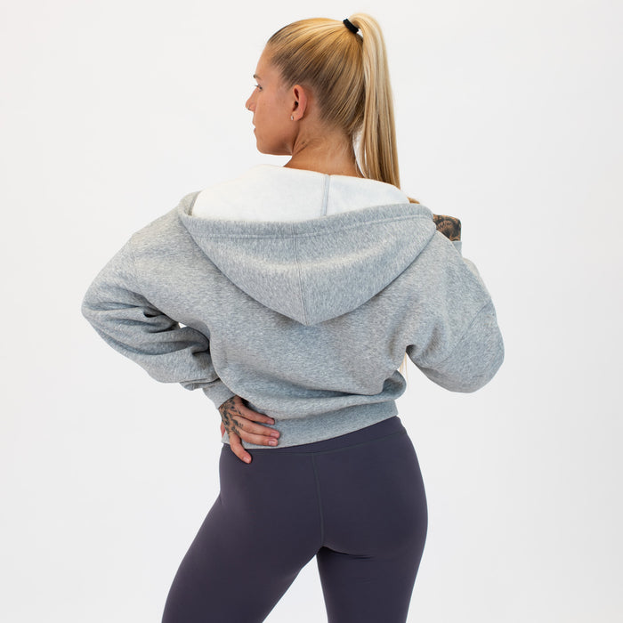 Crop Zip Hoodie Sweatshirt | Essence | Heather Gray