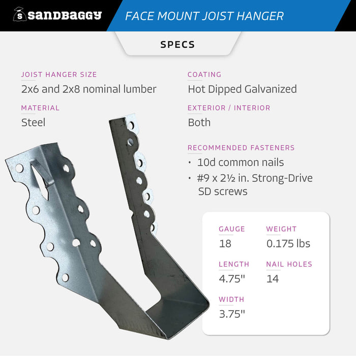 face mount joist hanger for sale
