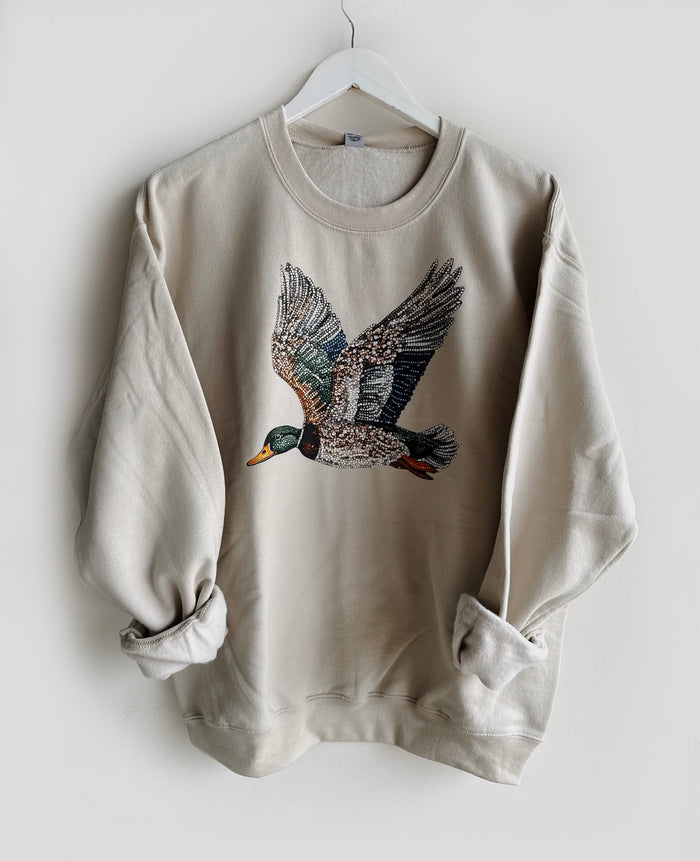 Faux Rhinestone Mallard Duck Sweatshirt