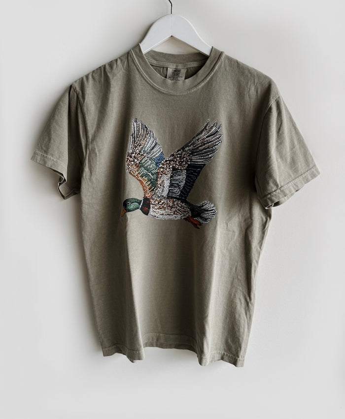 Faux Rhinestone Mallard Duck T-Shirt
