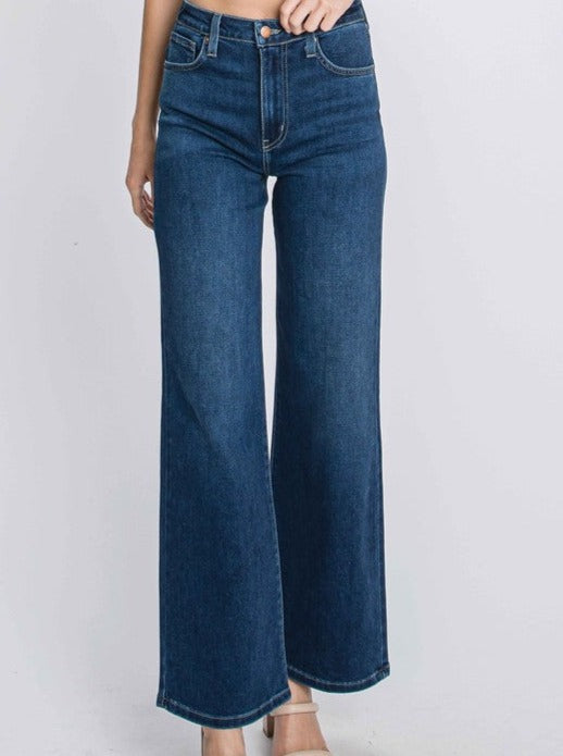Feelin' Free Dark Wash Wide-Leg Denim Jeans