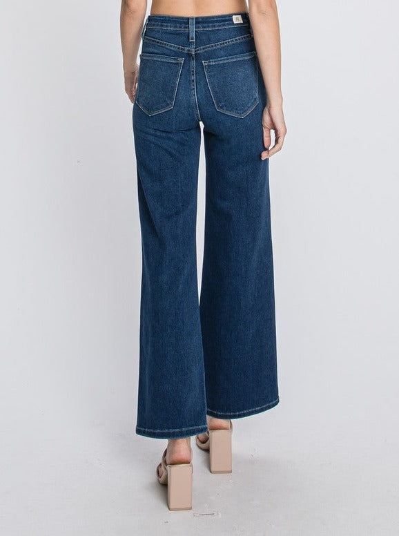 Feelin' Free Dark Wash Wide-Leg Denim Jeans