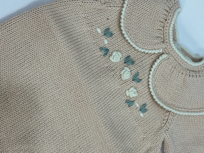 Fernanda Ivory or Dusty Pink Embroidered Knitted Romper