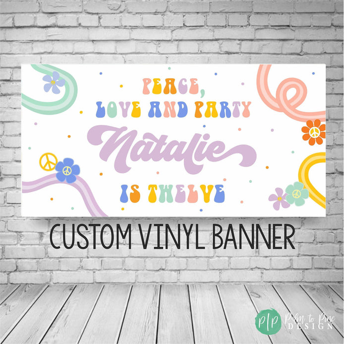 Flower Child 70s Groovy Birthday Banner