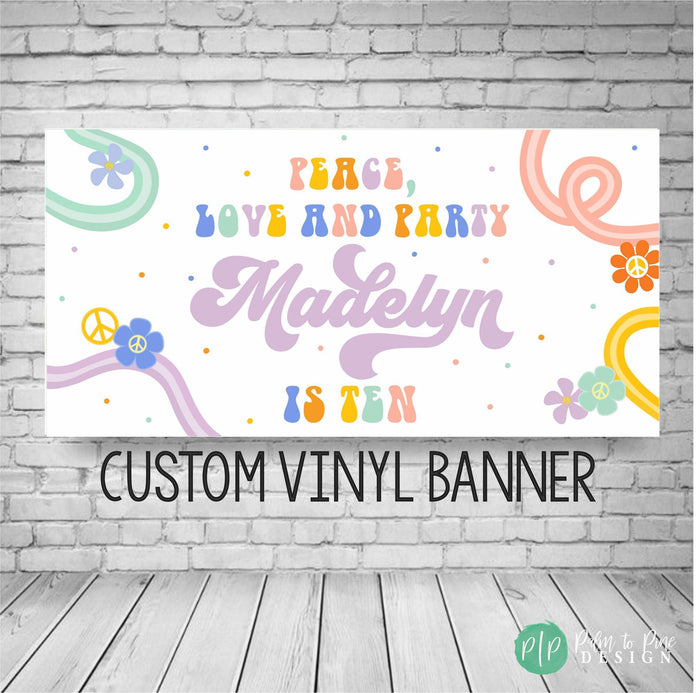 Flower Child 70s Groovy Birthday Banner