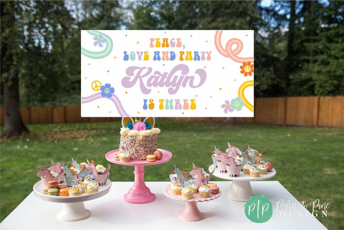 Flower Child 70s Groovy Birthday Banner