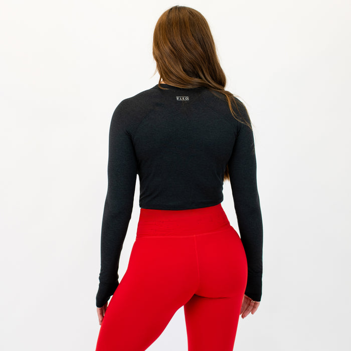 Heather Black Foundation Crop Long Sleeve by FLEO - 2