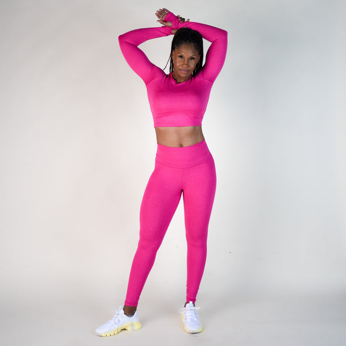 Heather Pink Women's Long Sleeve Shirt - Cropped - Foundation