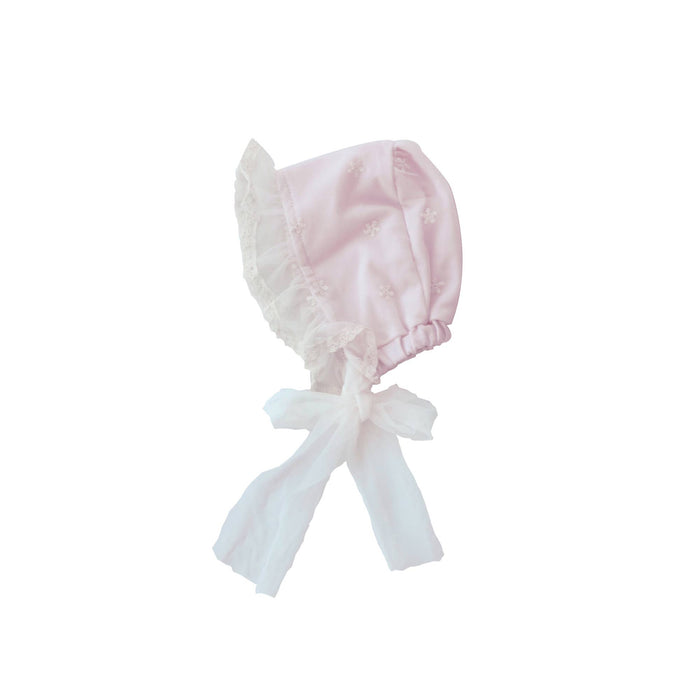 Frilly Frocks Everly Baby Girl Pink Bonnet for Newborn