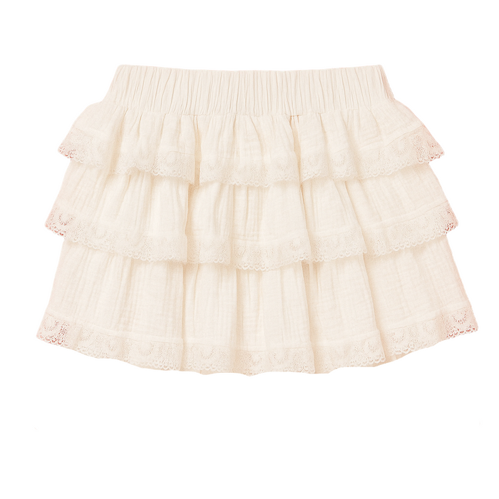 Frostine Lace Ruffle Mini Skirt