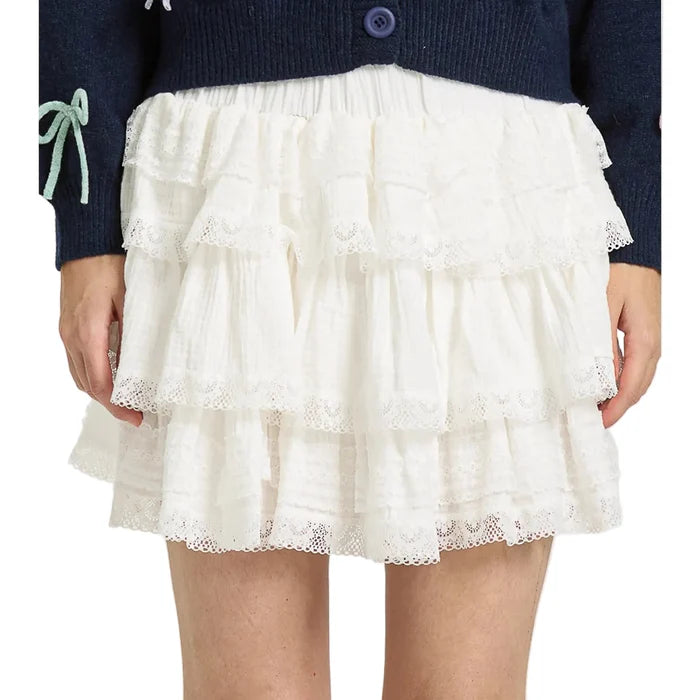 Frostine Lace Ruffle Mini Skirt