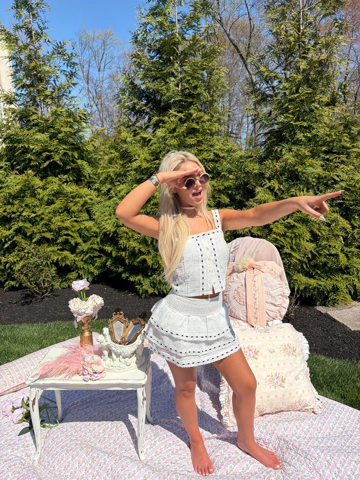 Gemma Eyelet Mini Skirt