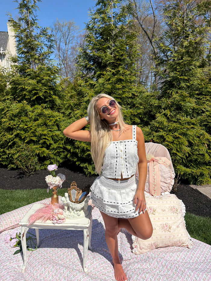 Gemma Eyelet Mini Skirt