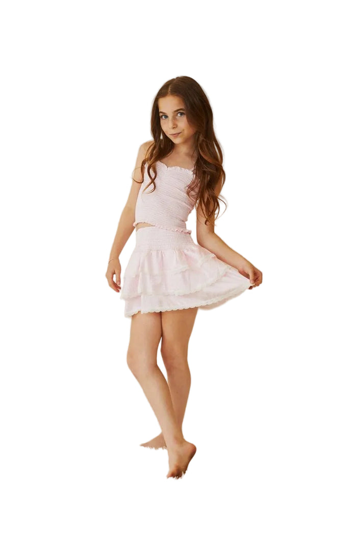 Gemma Satin Skirt - Pink Gingham