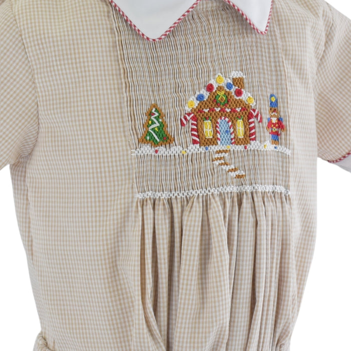 Gingercracker Beige Handsmocked Boy 2-Pc Set