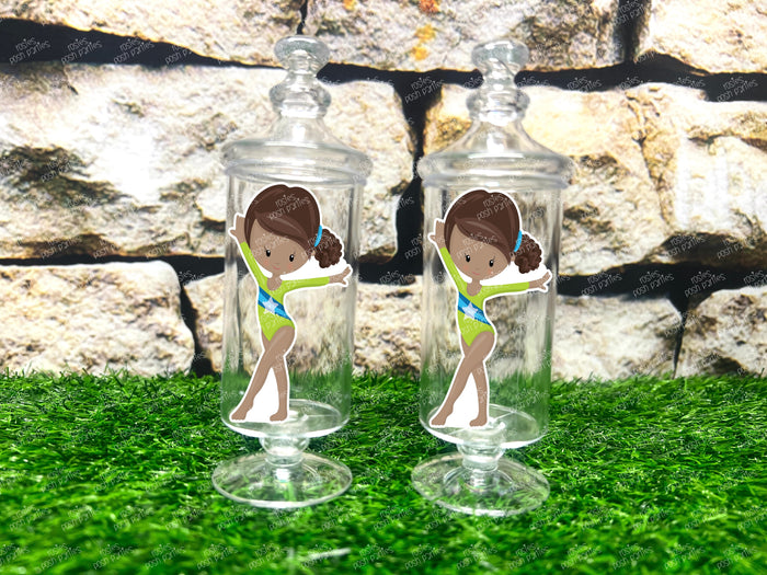 Girl Gymnast theme | Gym Theme | Acrobatics Birthday | Gym Apothecary Jar | Gym Theme | Gym Jungle | Birthday Party Favor SET OF 12