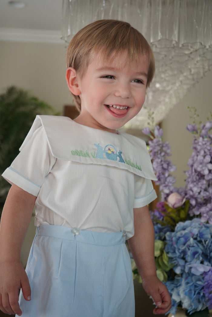 Greg Bunnies Light Blue Embroidered 2-pc set