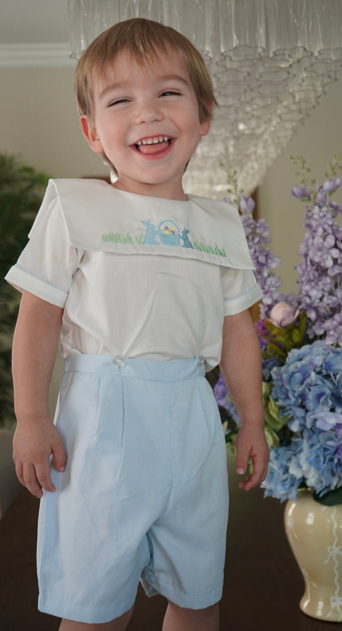 Greg Bunnies Light Blue Embroidered 2-pc set