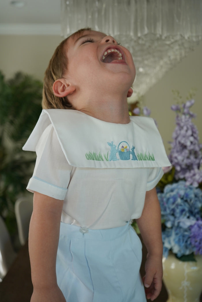 Greg Bunnies Light Blue Embroidered 2-pc set