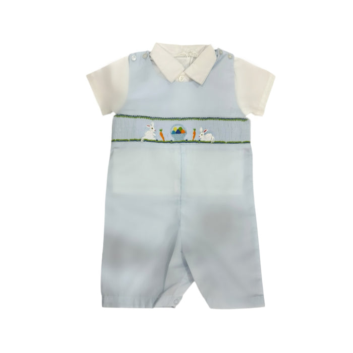Greg Bunnies Light Blue Handsmocked 2-pc Shortall