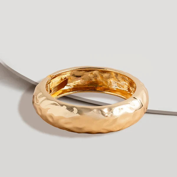 Hammered Gold Hinge Bangle