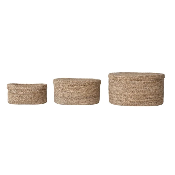 Hand-Woven Seagrass Basket w/ Lid
