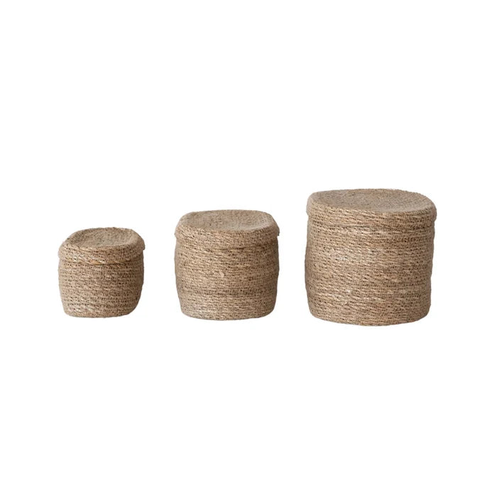 Hand-Woven Seagrass Basket w/ Lid