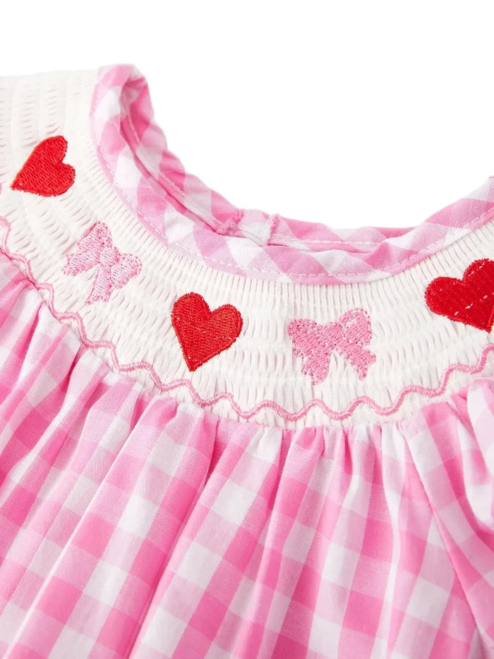 Heart + Bow Embroidered Romper
