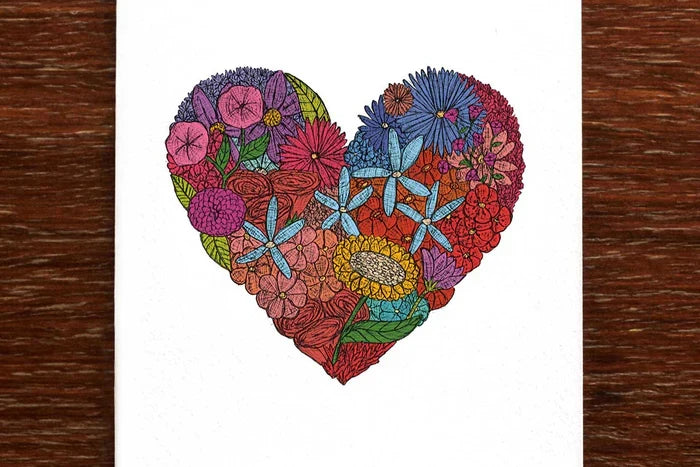 Heart of Flowers Card - THE NONSENSE MAKER