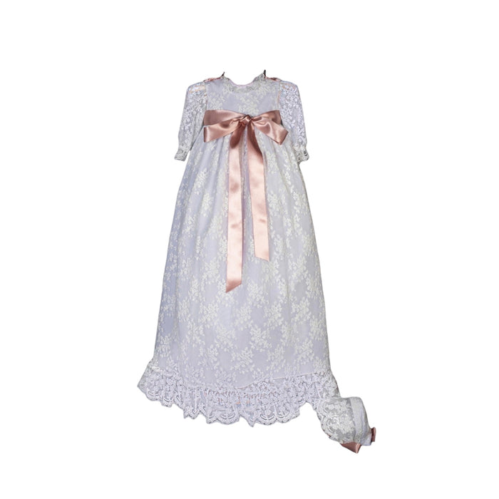 Hedvig White Lace and Dusty Pink Gown