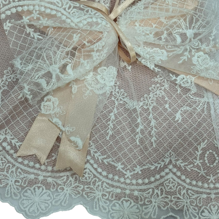Helen Dusty Pink Embroidered Tulle Knitted Blanket
